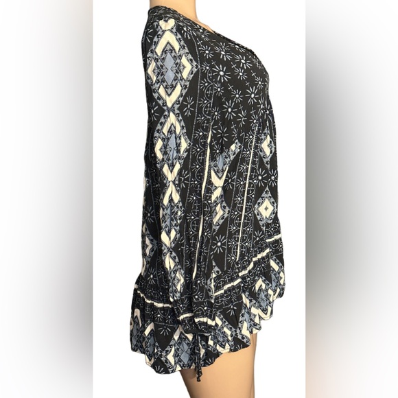 Free People Down By The Bay ~Size XS~ Long Sleeve Flowy Boho Tunic Peasant Dress - Picture 11 of 15